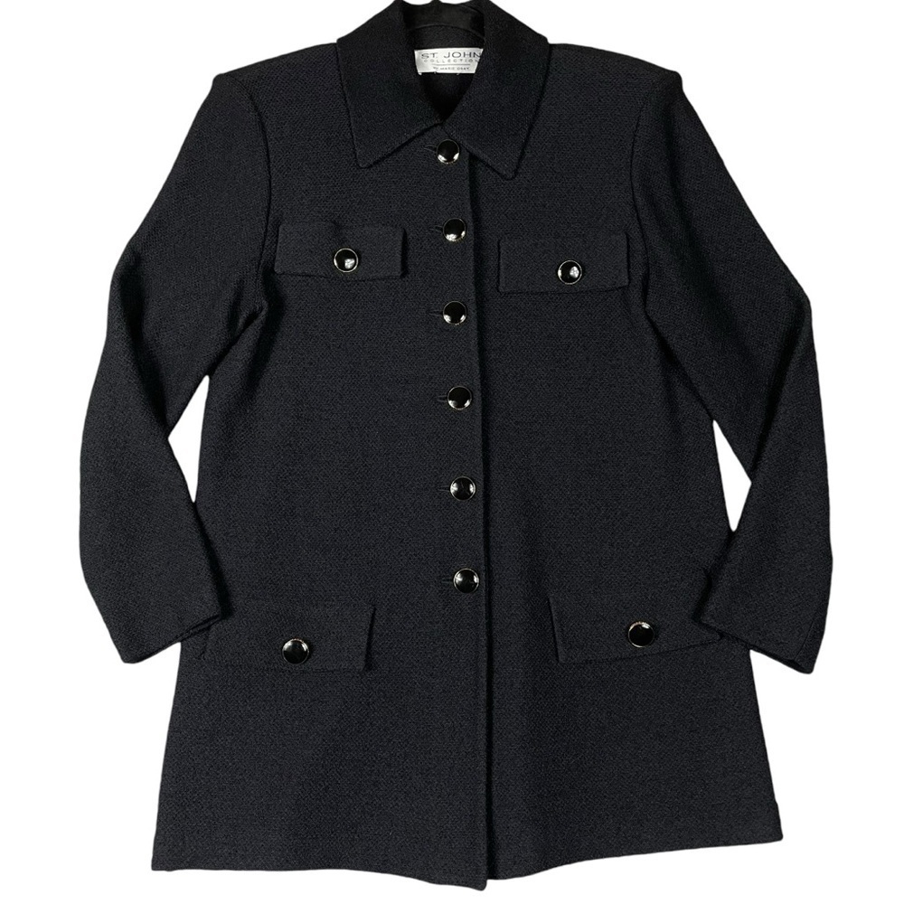 St. John Collection Hip Length Black Blazer - Sz S* - Old Money Luxury Classic